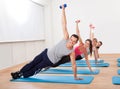 Large group of people working out in a gym Royalty Free Stock Photo