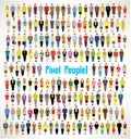 A large group of pixel people gather design Royalty Free Stock Photo