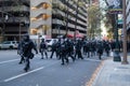 Large group of police officers in riot gear in Portland, Oregon. Royalty Free Stock Photo