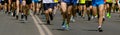 large group runners athletes running marathon Royalty Free Stock Photo