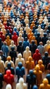 A large group of small plastic people standing in a line, AI