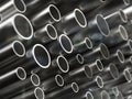 Large group of steel tubes. 3D illustration Royalty Free Stock Photo