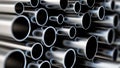 Large group of steel tubes. 3D illustration Royalty Free Stock Photo