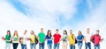 Large group of teenage students. Many different people standing together. School, education, college, university concept Royalty Free Stock Photo