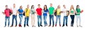 Large group of teenage students on white Royalty Free Stock Photo