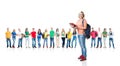 Large group of teenage students on white Royalty Free Stock Photo