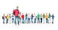 Large group of teenage students on white Royalty Free Stock Photo