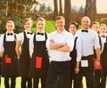 Large group of waiters and waitresses Royalty Free Stock Photo