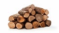 A large pile of timbered wood on white background generated by AI tool