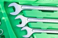 Large group of wrenches, professional kit, different wrenches Royalty Free Stock Photo