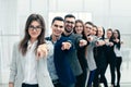 Large group of young business people are pointing at you Royalty Free Stock Photo