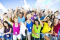 Large group young people cheering Concept Royalty Free Stock Photo