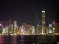 Large groups of people gather at the pier of Kownloon to admire the spectacle A Symphony Royalty Free Stock Photo