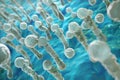 Large Groups of Streptococcus with Blue Background, 3D RenderingHigh Detail, 8K Royalty Free Stock Photo