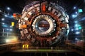 Large hadron collider machine, front view in the mine