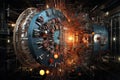 Large Hadron Collider at work, view in the mine