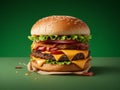 large hamburger image Green background