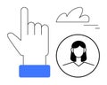 Hand Gesture Pointing Upwards with Avatar and Abstract Cloud Elements Royalty Free Stock Photo