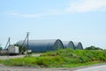 Large hangars made of galvanized corrugated a sheet iron Royalty Free Stock Photo