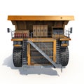 Large haul truck ready for big job in a mine. Front view. On white. 3D illustration Royalty Free Stock Photo