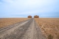 Hay bales stacked high Royalty Free Stock Photo