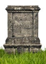 Large headstone monument on white background