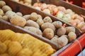 Large heap of fresh ripe organic potatoes on farmer market in Paris Royalty Free Stock Photo