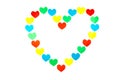 Large heart shape built of little colored hearts on white Royalty Free Stock Photo