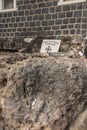 Large heart-shaped stones arranged among small pebbles mark the road, the Holy Land, Israel