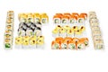 Large hearty set for company of traditional Japanese rolls Royalty Free Stock Photo