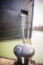 Large and heavy anchor chain of a huge ship