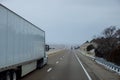 Large heavy freight truck speeding through Arizona desert Royalty Free Stock Photo