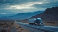 Large heavy goods freight truck speeding through Arizona desert Royalty Free Stock Photo