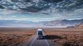 Large heavy goods freight truck speeding through Arizona desert Royalty Free Stock Photo