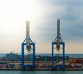 Large heavy lift cranes at the container freight terminal