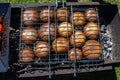 Large herb-flavored brown mushrooms are grilled