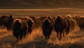 Large herd grazing on tranquil rural meadow generated by AI Royalty Free Stock Photo