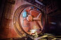 Large hermetic door of airlock of abandoned bunker