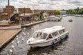 A view of the River Bure in the village of Hoveton and Wroxham, Norfolk