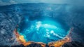 A large hole in the ground with a blue light coming from it, AI Royalty Free Stock Photo