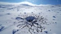 a large hole in the snow