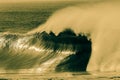 Large Hollow Wave Spray Cross Process Royalty Free Stock Photo