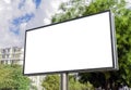 Large horizontal billboard in modern city mockup. Blank hoarding template. 3D rendering billboard Royalty Free Stock Photo