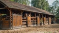 Large horse farm stable exterior. Royalty Free Stock Photo