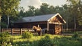 Large horse farm stable exterior. Royalty Free Stock Photo