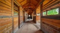 Large horse farm stable interior. Royalty Free Stock Photo