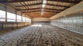 Large horse farm stable interior. Royalty Free Stock Photo