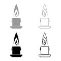 Large hot romantic candle Big size wax Concept romantic and holiday icon outline set black grey color vector illustration flat