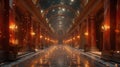 large hotel lobby, decorated with many small lanterns Royalty Free Stock Photo