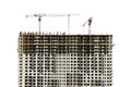 Large house under construction, isolated on a white background. New multi-storey building Royalty Free Stock Photo